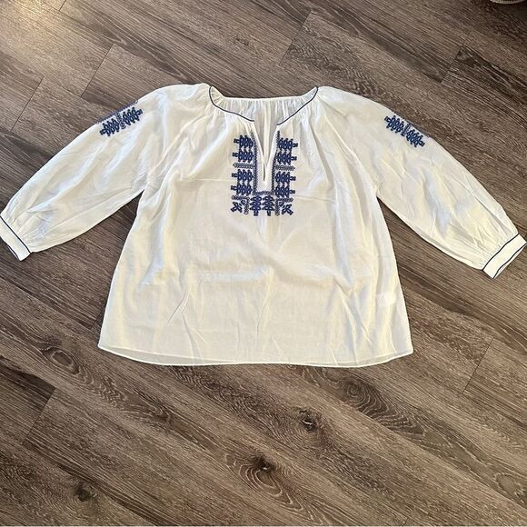 Nili Lotan Tops - Nili Lotan Lanette Embroidered Poplin Blouse